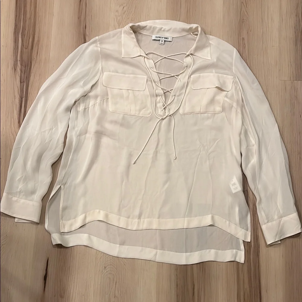 Elizabeth and James Silk Lace-Up Blouse - Picture 1 of 10